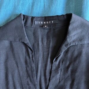 Theory Black Collared Polo V-neck Short Sleeve Mini Dress Womens size 2